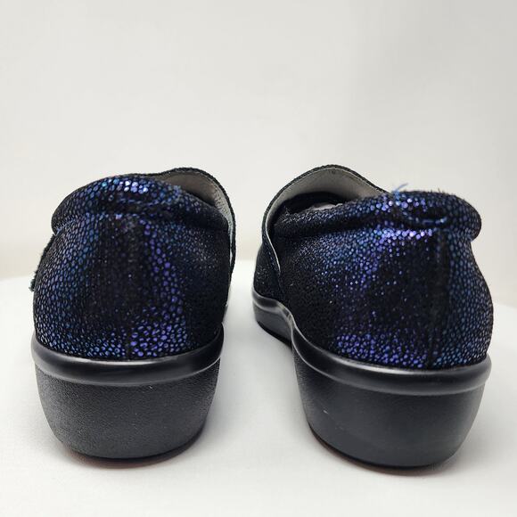 Alegria Lauryn Comfort Loafer Women EU38/US8-8.5 Wide Metallic Blue Leather - Picture 6 of 14